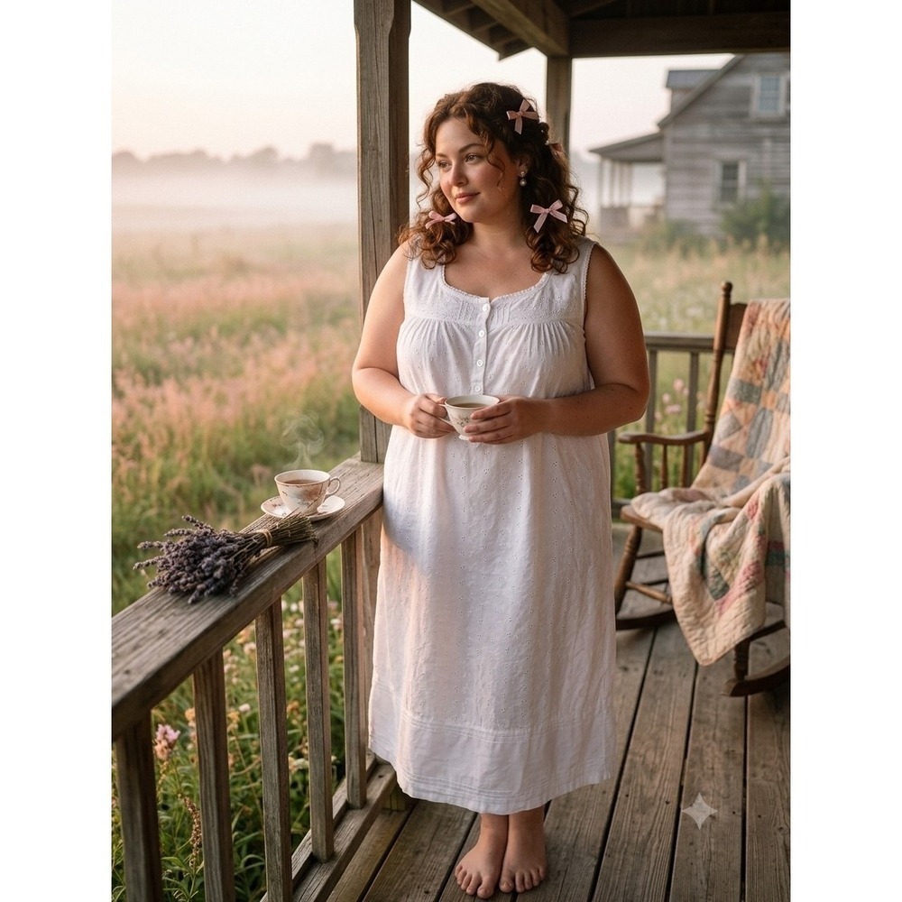 avenue body white Lace prairie cottage core coquette plus size 26 28 nightgown